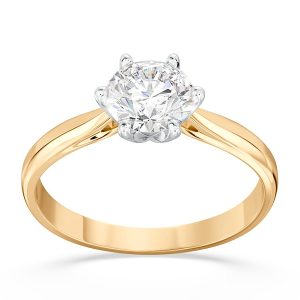 Pierścionek z brylantem certyfikowanym 1,0ct F/VVS1 z żółtego i białego złota AP-66-1,0/ZB