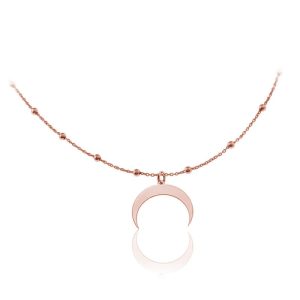 Srebrny naszyjnik Lunula II łańcuszek kulki i księżyc - rose gold