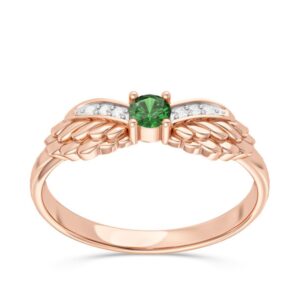 Pierścionek z różowego złota ze szmaragdem i brylantami CP-62P