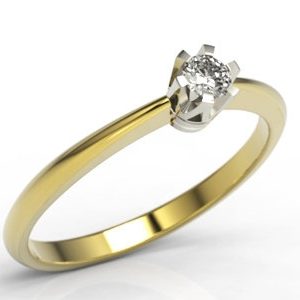 Pierścionek zaręczynowy z żółtego i białego złota z brylantem JP-2508ZB
