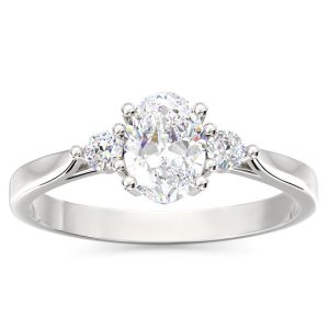 Pierścionek z białego złota z topazem white i brylantami AP-31B