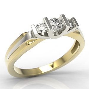 Pierścionek zaręczynowy z żółtego i białego złota z brylantami LP-8224ZB