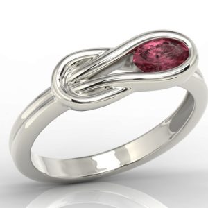 Pierścionek z białego złota z rubinem BP-69B