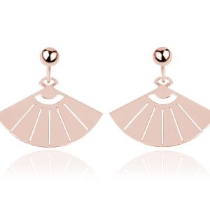 Srebrne Kolczyki Wachlarze S - rose gold