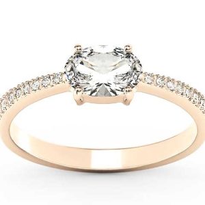 Pierścionek z różowego złota z białym szafirem i cyrkoniami BP-58P-C