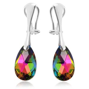 Srebrne klipsy z kryształem Swarovski - 16mm - Vitrail Medium