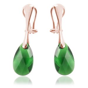 Srebrne klipsy z kryształem Swarovski - 16mm - Dark Moss Green - rose gold