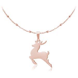 Naszyjnik Renifer - łańcuszek kulki - rose gold