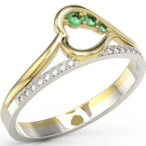Pierścionek z żółtego i białego złota ze szmaragdami i brylantami BP-83ZB