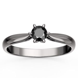 Pierścionek ze złota rodowanego na czarno z czarnym brylantem AP-6627B-R-CZ