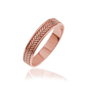 Obrączka z jodełką w stylu vintage - rose gold
