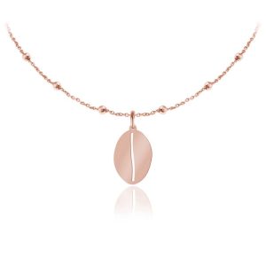 Srebrny naszyjnik - Ziarno Kawy - łańcuszek kulki - rose gold
