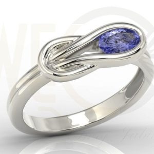 Zestaw: pierścionek, kolczyki i wisiorek z białego złota z tanzanitem BP-69B-ZESTAW