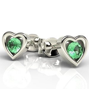 Kolczyki z białego złota ze szmaragdami LPK-52B