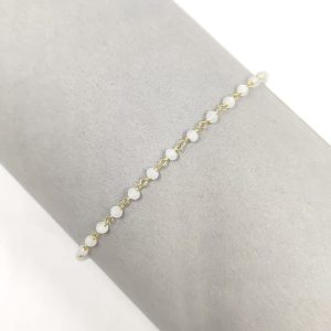 Srebrna Bransoletka Bianca z Kamieniem Księżycowym - 24k złocenie