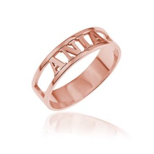 Srebrna obrączka ze słowem / imieniem - rose gold