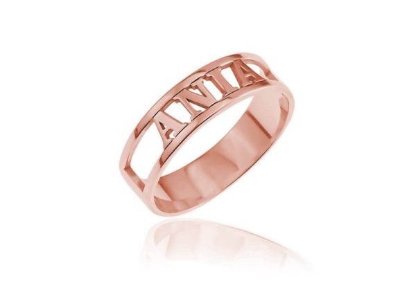 Srebrna obrączka ze słowem / imieniem - rose gold