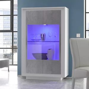 Witryna dwudrzwiowa biała / szara mat 106 x 171 cm Paradise