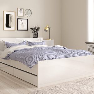 Łóżko dwuosobowe białe 140x190 cm Naia