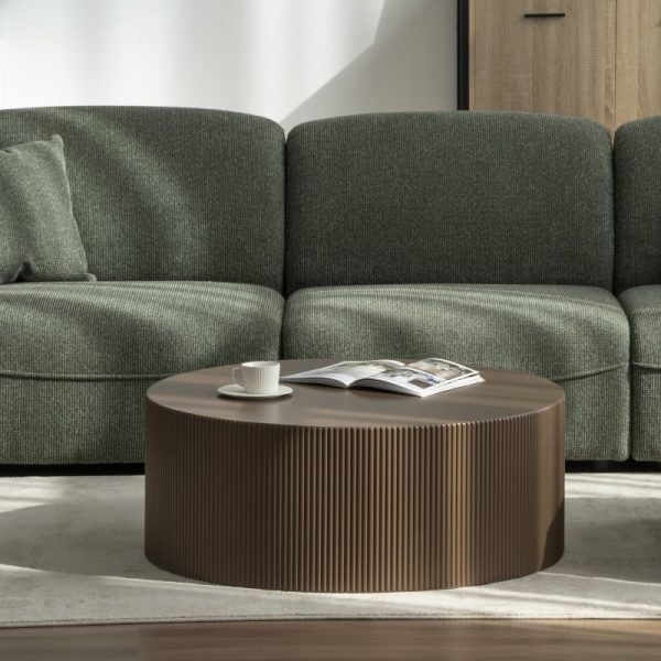 Stolik kawowy Ermanno, 90 cm, mocha, ryflowany