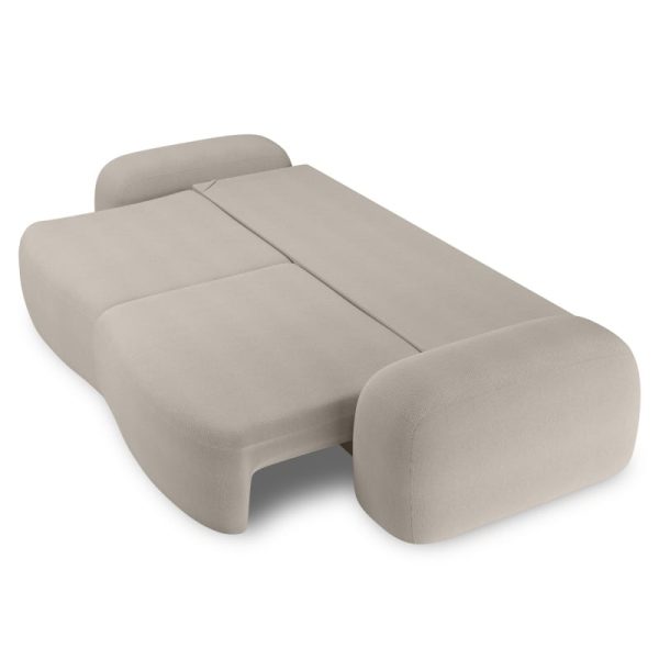 Sofa rozkładana Linea beżowoszara  z pojemnikiem, obłe kształty