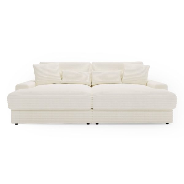 Sofa do salonu Happy, kremowa, sztruks