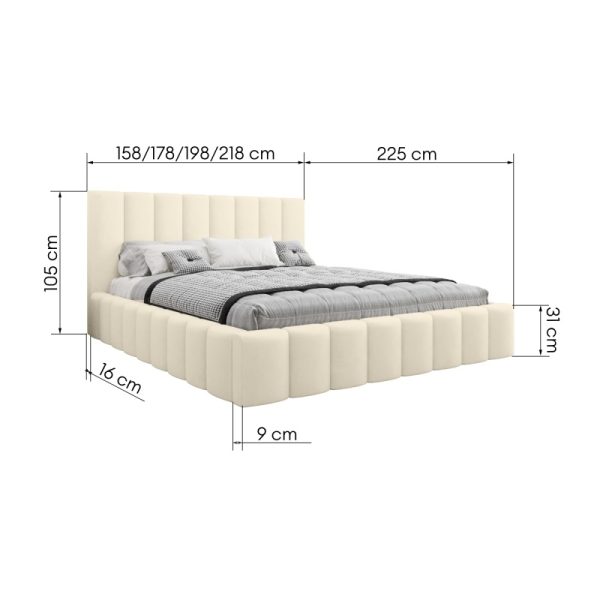 Łóżko tapicerowane Enzo 140/160/180/200x200 cm ze stelażem i pojemnikiem