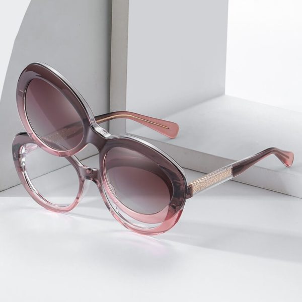 2w1 Okulary damskie do komputera + nakładka przeciwsłoneczna na magnes Clip-On 25174C fioletowe