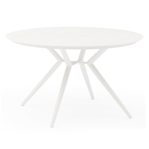 Stolik ogrodowy Piretto 126,5 cm, aluminium, okrągły, jasnobeżowy