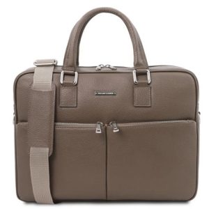 Tuscany Leather Treviso - skorzana torba na laptop, kolor ciemnoszary TL141986