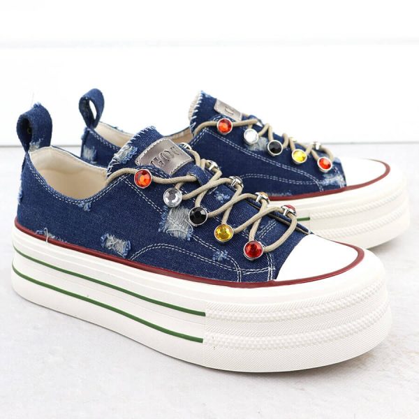 Trampki jeansowe na platformie niebieskie Goe RR2N4103