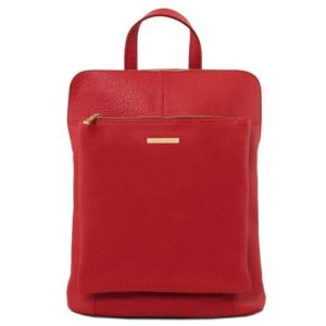 Tuscany Leather TL Bag - plecak z miekkiej skóry z kieszenią na zamek, kolor czerwony TL141682