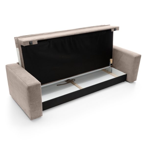 Sofa z funkcją spania i pojemnikiem Tilia, beżowa, sztruks