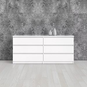 Komoda z szufladami biała wysoki połysk 154 cm Naia