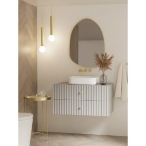 Szafka pod umywalkę nablatową Lore 80 cm, frezowany front, szara