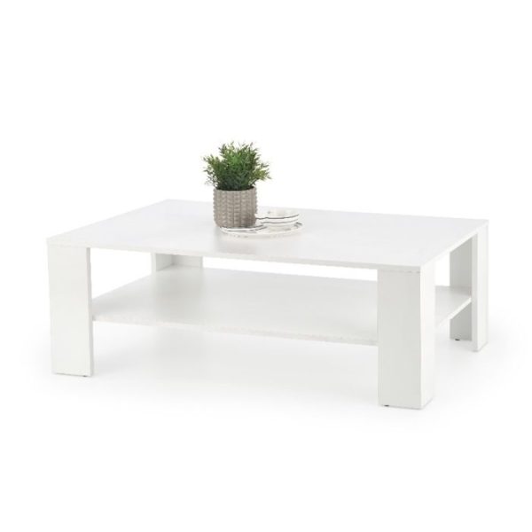 Stolik kawowy z półką biały mat 110 x 65 cm Kwadro