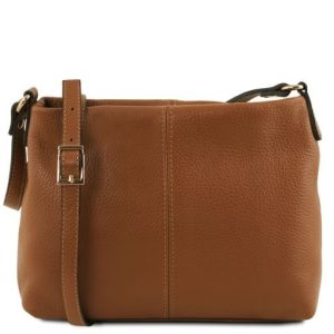 Tuscany Leather TL Bag - klasyczna torba na ramię z miękkiej skóry , kolor cognac TL141720