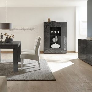 Stół rozkładany antracyt połysk 137 - 185 x 90 cm Vero