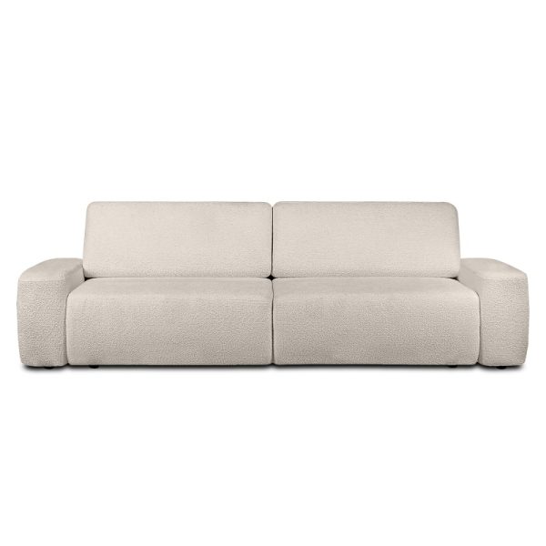 Sofa rozkładana Bouli z pojemnikiem beżowa boucle