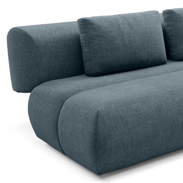Sofa z funkcją spania Dot niebieska, obłe kształty