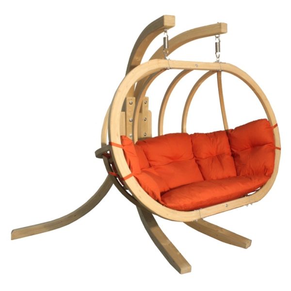 Fotel wiszący ze stojakiem O-Zone Premier Swing Pod, czerwony, drewno świerkowe FSC