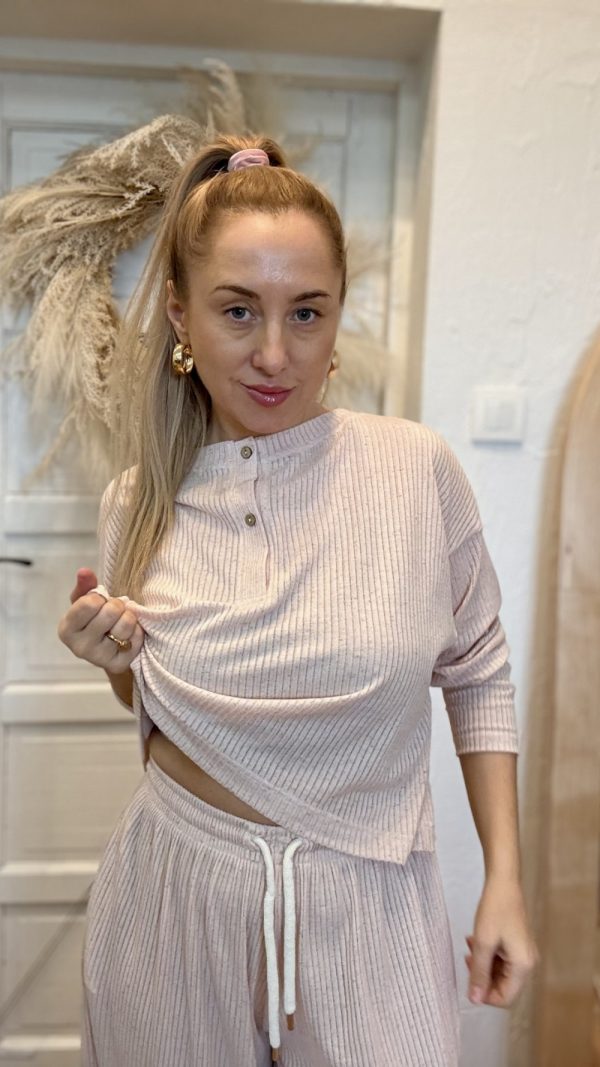 Bluzka damska oversize 155 różowy melanż