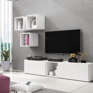 Meblościanka do salonu biała mat 206 cm Rock