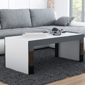Stolik kawowy prostokątny biały / czarny mat / połysk 120 x 60 cm Tucson