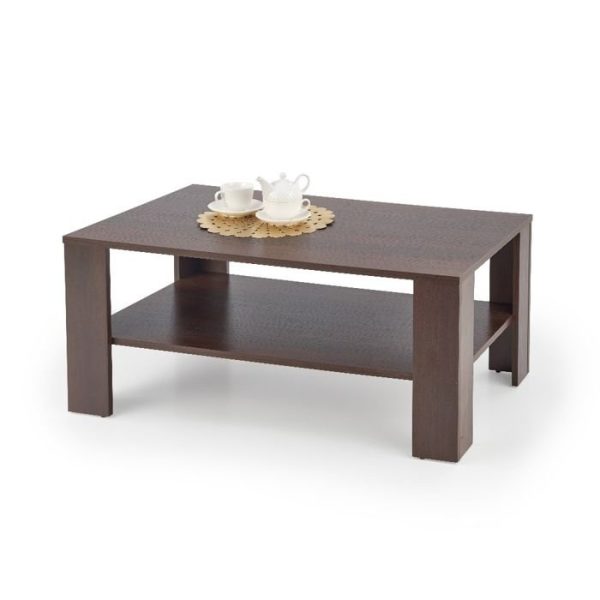 Stolik kawowy z półką ciemny orzech mat 110 x 65 cm Kwadro