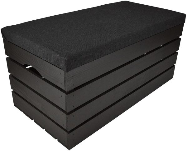 PUFA KUFER SKRZYNIA drewniana sosnowa siedzisko 80cm MALOWANA CZARNA - 50 wzorów