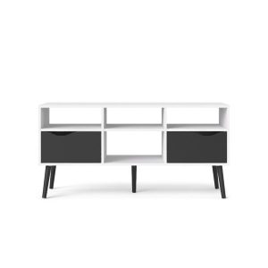 Szafka RTV biała / czarna mat 117 cm Oslo