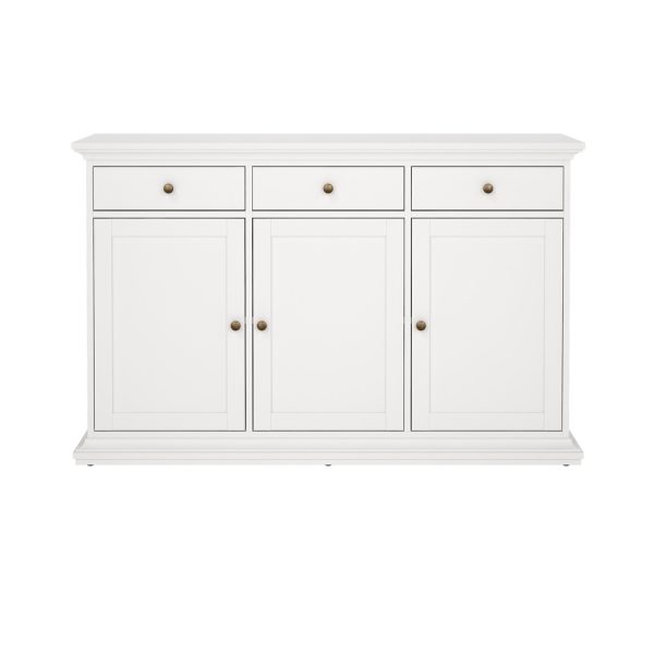 Komoda z szufladami i drzwiami biała mat 144 cm Paris