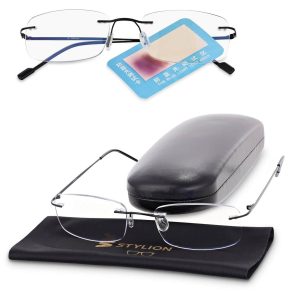 Bezramkowe okulary zerówki do komputera z filtrami Antyreflex + Blue Light STL275 ze skazą!