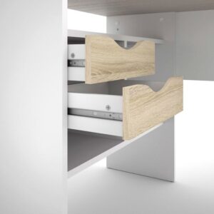 Biurko narożne białe / dąb sonoma mat 145 cm Function